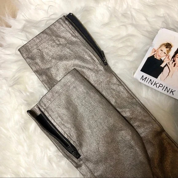 Minkpink metallic pewter zipper leggings small - Picture 6 of 6